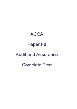 ACCA F8 Audit and Assurance: Complete Text (PDF eBook)